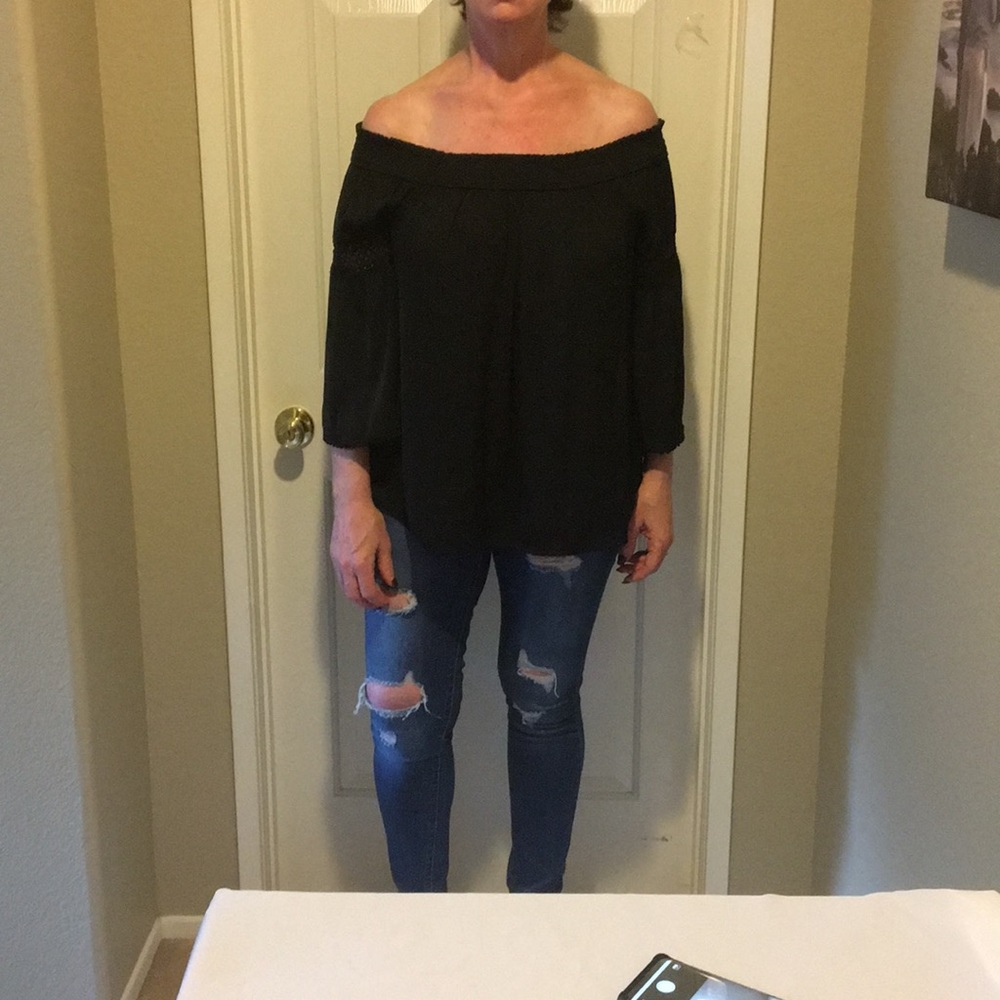 Black off the shoulder blouse